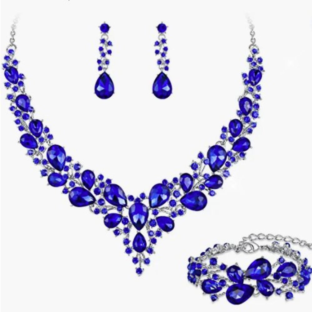 NEW Sparkling Bling Swarovski Crystal Rhinestone Wedding Necklace Set + …